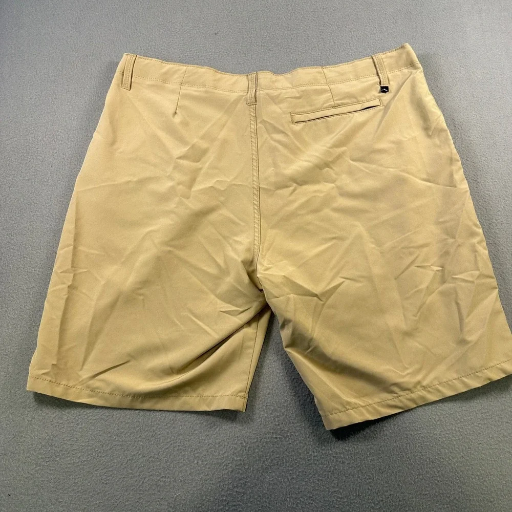 Denali Mens Performance Shorts Tan Khaki Stretch Flat Front Size 40